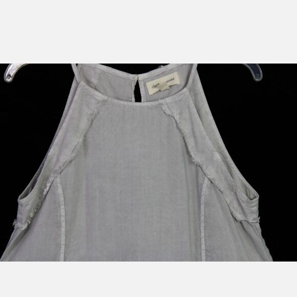 CLOTH & STONE GRAY FRINGED HEM HALTER DRESS SIZE SMALLSTONE GRAY TENCEL DRESS - Picture 5 of 8